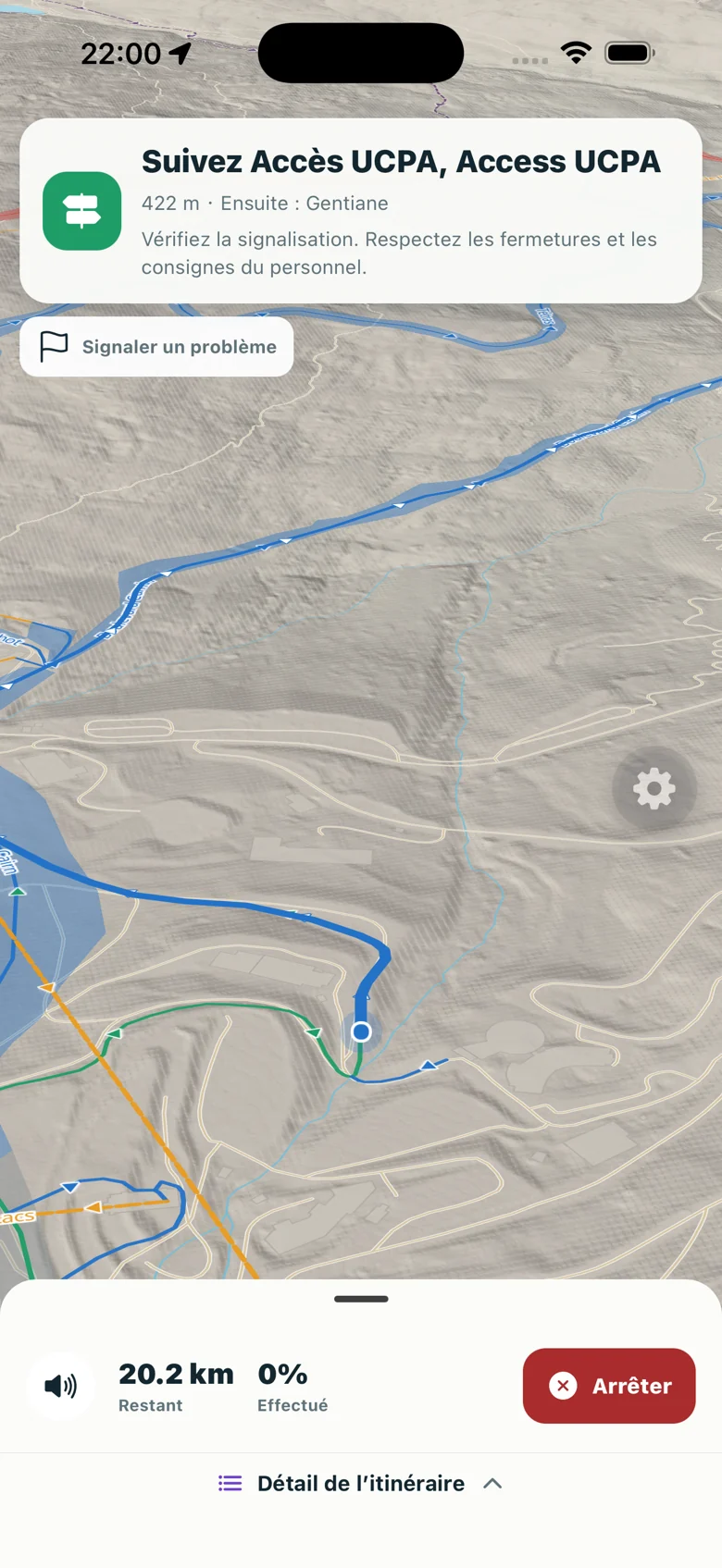 Navigation sur Accès UCPA, avec Gentiane comme prochaine piste